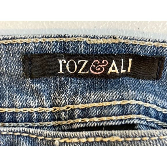 Roz & Ali Womens Jeans Straight Leg Mid Rise Stretch Sequin Pockets Blue Size 10 - Picture 8 of 10